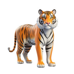 Obraz premium 3d rendering of cartoon tiger on Isolated transparent background png. generated with AI
