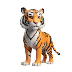 3d rendering of cartoon tiger on Isolated transparent background png. generated with AI