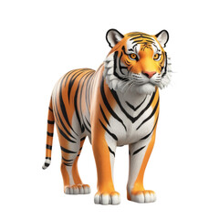 Obraz premium 3d rendering of cartoon tiger on Isolated transparent background png. generated with AI