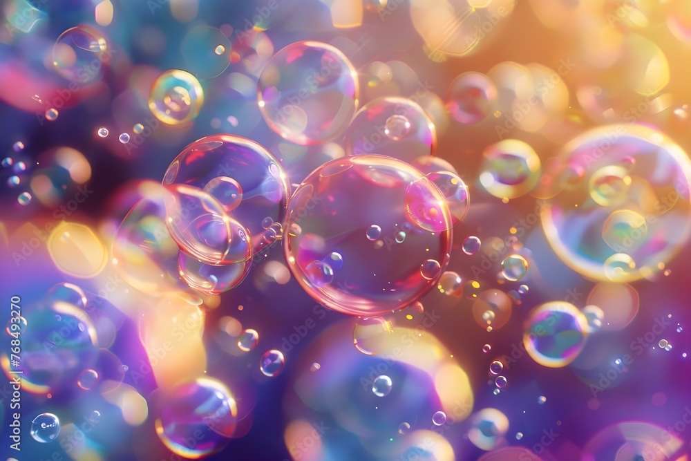 Poster cleaning simulation: realistic colorful bubbles generated by ai. concept cleaning simulation, colorf