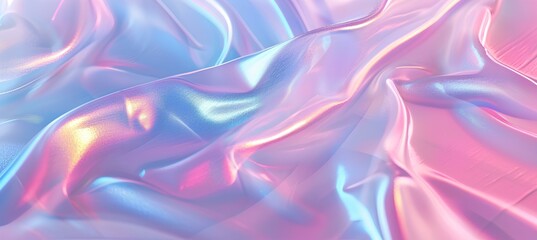 3D iridescent background with pastel pink and blue colors