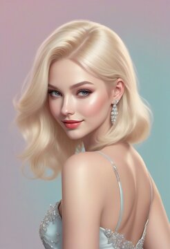 Portrait of a beautiful blonde woman with professional make-up and hairstyle