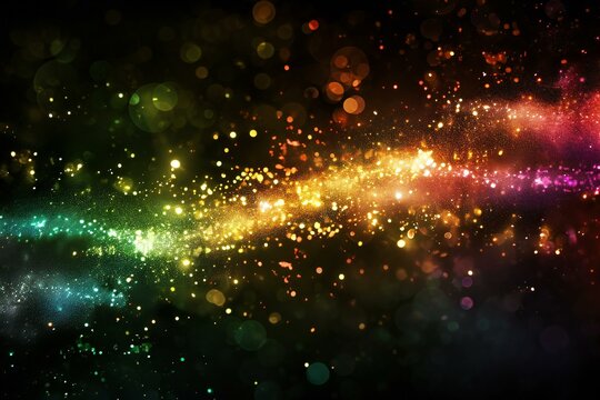 Abstract background with colorful bokeh defocused lights and stars