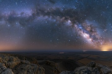 Milky way over the desert at night