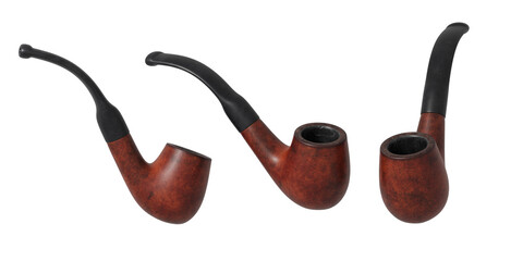 Wooden tobacco pipe isolated or Smoking pipe.
