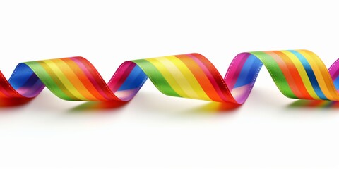 Twirling rainbow party streamer, creating a festive and vibrant celebration atmosphere.