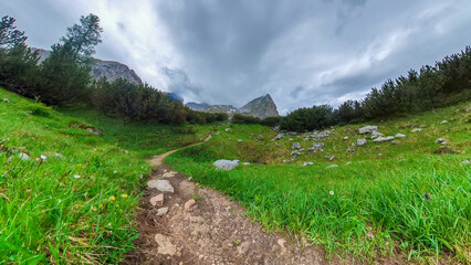A hike though the Berchtesgaden landscape around the Steinerne Meer between the German and the...