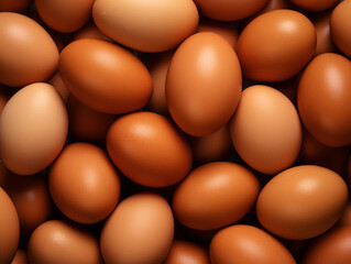 Pile of Brown Eggs Background. Generative AI