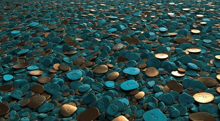 Fototapeta premium Abstract textured background with blue and gold shapes