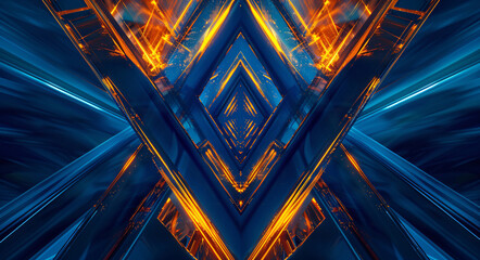 Blue technology abstract geometric lines background image, digital cyberspace background