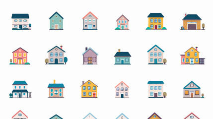 Building home icon. Set of buildings illustration icon