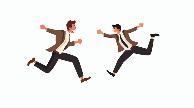 Businessman jumping to other side. flat vector isolate