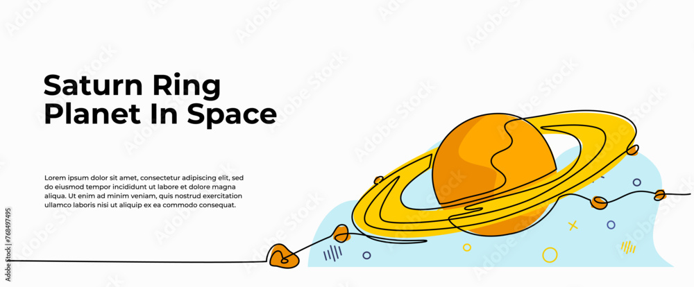 Poster vector illustration of solar system visualisation. modern flat in continuous line style.