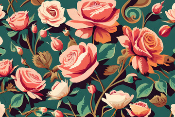 A classic victorian wallpaper pattern created - obrazy, fototapety, plakaty