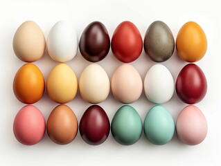Colored Eggs Isolated on White Background. Generative AI