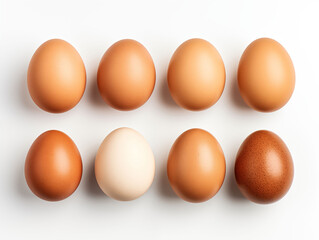 Brown Eggs Isolated on White Background. Generative AI