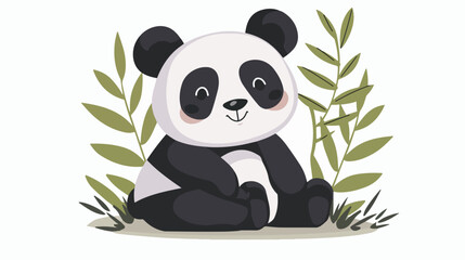 Cute panda illustration flat vector isolated on white