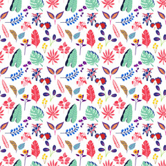 seamless pattern with colorful flowers