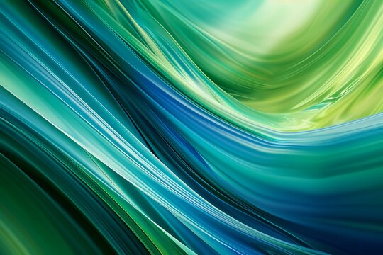 Abstract background with smooth lines in green and turquoise colors