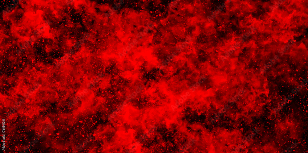 Fototapete abstract dynamic particles with soft red clouds on dark background. defocused lights and dust partic