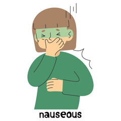 Nauseous 5 cute on a white background, vector illustration.