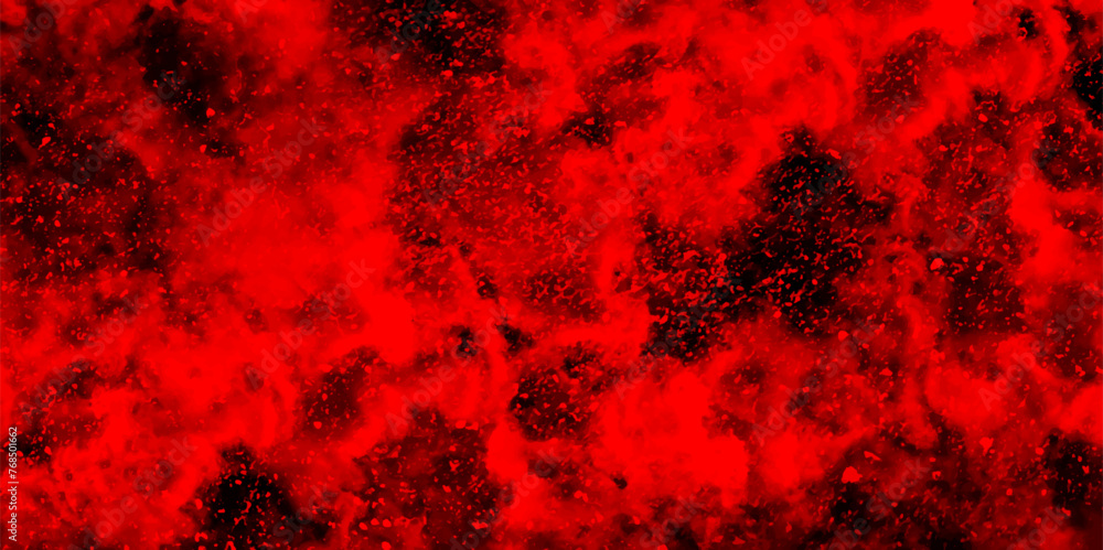 Poster Abstract dynamic particles with soft Red clouds on dark background. Defocused Lights and Dust Particles. Watercolor wash aqua painted texture grungy design.	
