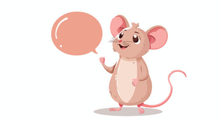 Freehand speech bubble textured cartoon mouse flat vector