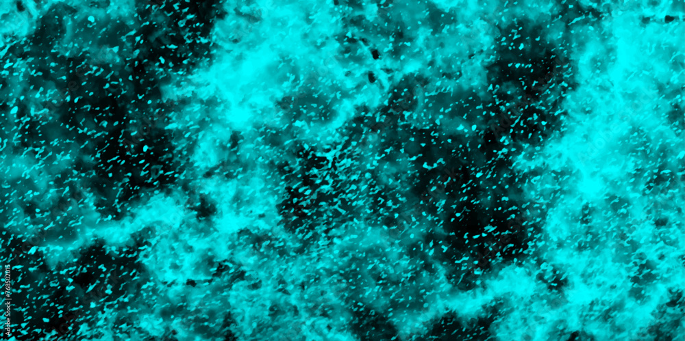 Poster abstract dynamic particles with soft blue clouds on dark background. defocused lights and dust parti