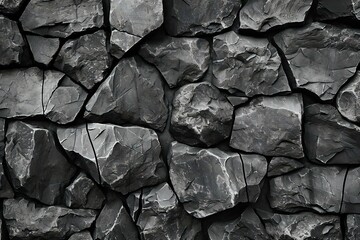 Background of stone wall texture,  Black and white stone wall texture