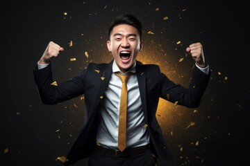 Happy young asian man shouting success adult. - Powered by Adobe