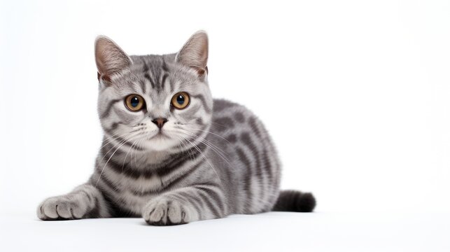 a American shorthair cat on a white background