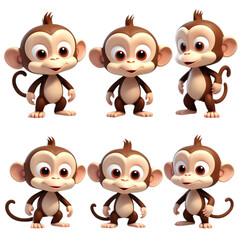 3d rendering of cartoon monkey on Isolated transparent background png. generated with AI