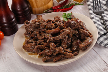 Stew beef slices with gravy
