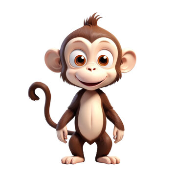 3d rendering of cartoon monkey on Isolated transparent background png. generated with AI