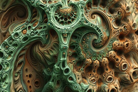 Abstract fractal composition with various geometrical shapes