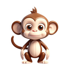 Fototapeta premium 3d rendering of cartoon monkey on Isolated transparent background png. generated with AI