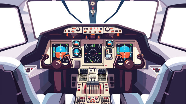 Inside of homemade flight simulator cockpit.. flat vector