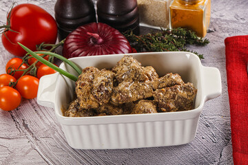 Beef liver with cream sauce