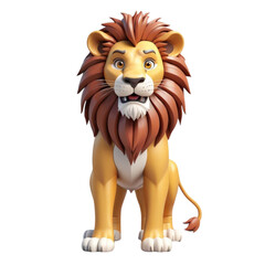 Obraz premium 3d rendering of cartoon lion on Isolated transparent background png. generated with AI