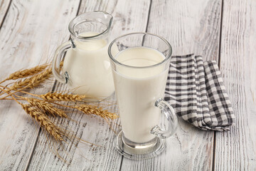 Organic milk in the glass