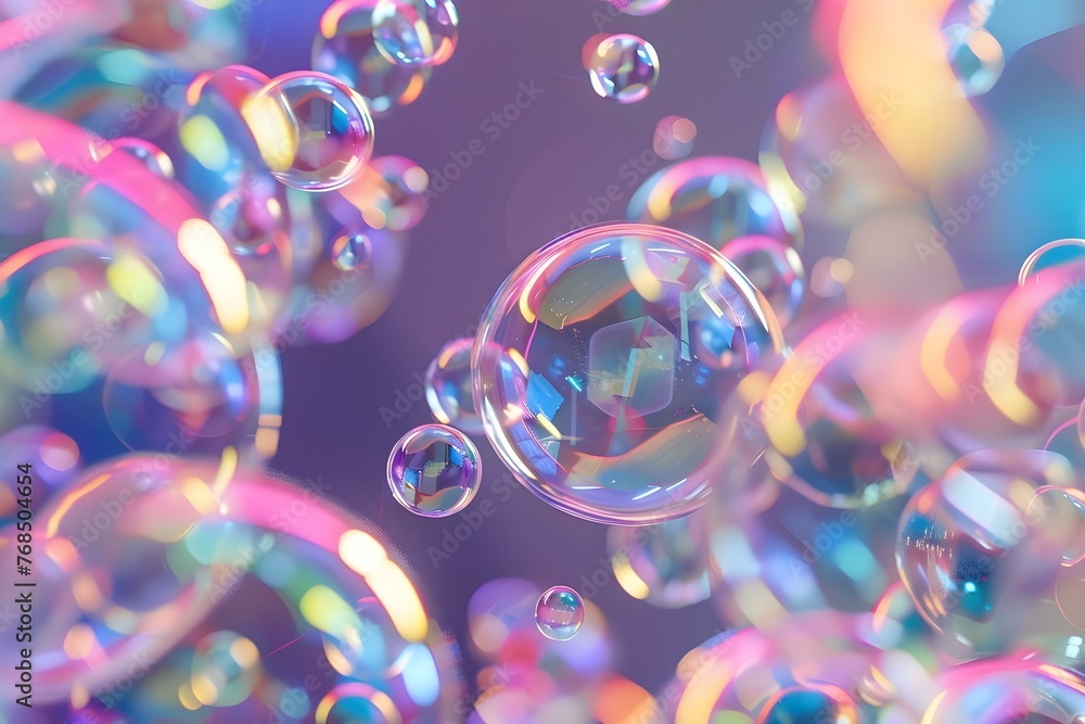 Poster creating realistic cleaning simulation with vibrant bubbles through artificial intelligence. concept