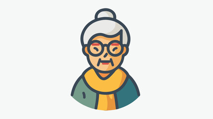 Old woman icon. Simple line outline illustration element 