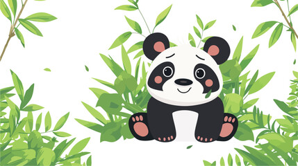 Panda kid cartoon background in vector format flat vector