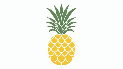 Pineapple fruit ans palm tree leaf logo icon flat vector