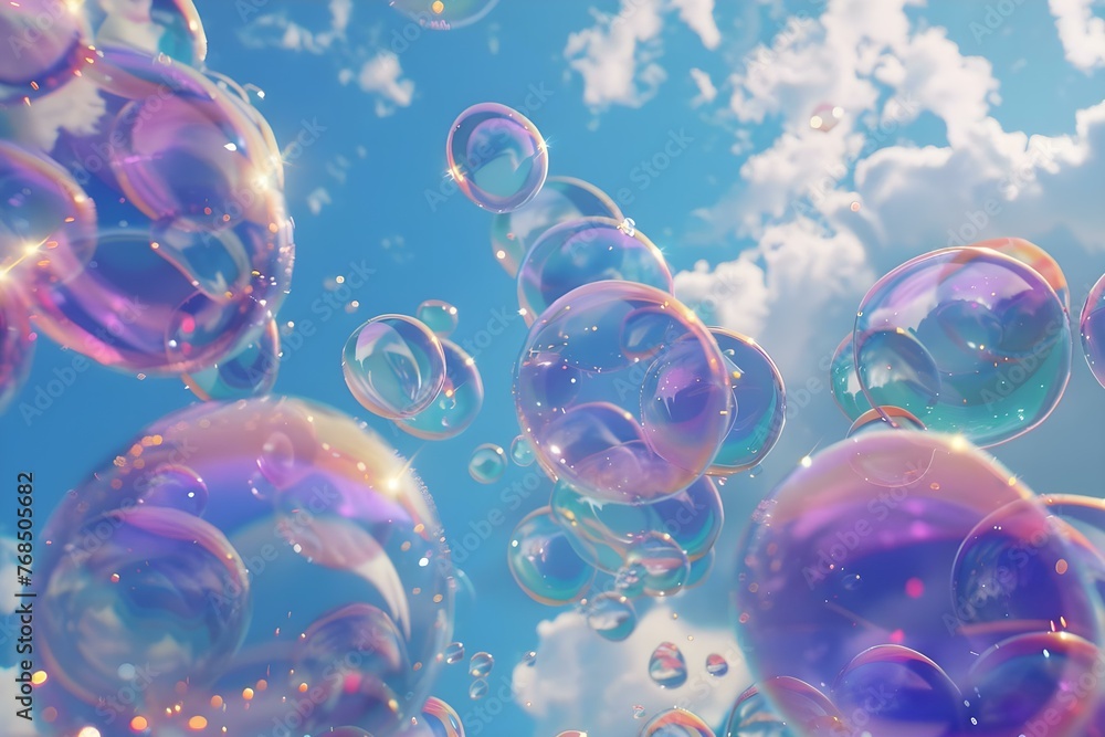 Poster vivid bubbles in a lifelike cleaning simulation created by ai. concept bubble simulation, cleaning f