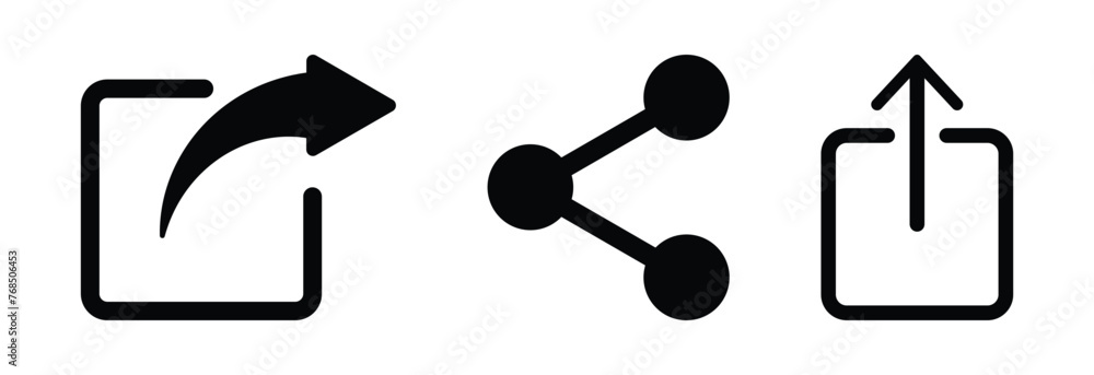 Poster share icon set. send button arrow, vector symbol on transparent background.