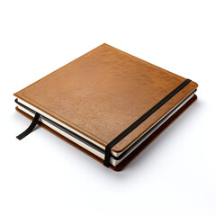 Obraz premium notebook with brown leather cover isolated on white background