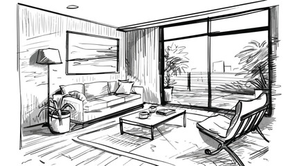 Sketch line at home. Vector illustration. Illustration