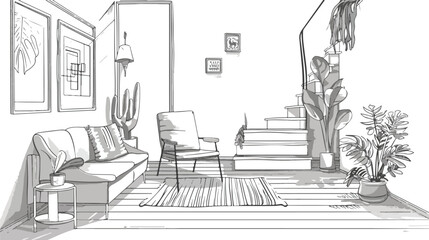 Sketch line at home. Vector illustration. Illustration