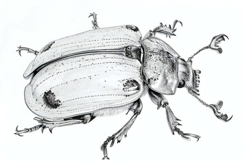 A rhinoceros beetle isolated on white background - obrazy, fototapety, plakaty